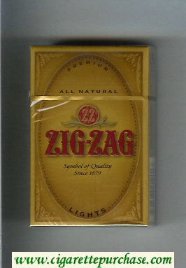 Zig - Zag Premium All Natural Lights cigarettes hard box